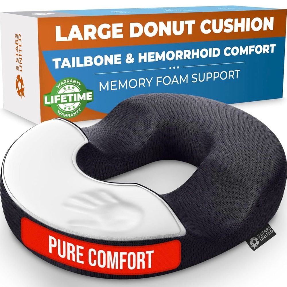 5 Stars United LARGE Donut Pillow Hemorrhoid Tailbone Cushion Relief OPEN BOX